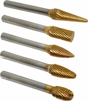 Made In USA 5 Piece 3/8 Inch (in) Shank Burr Tungsten Carbide Tap, Die, and Drill Set