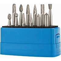 Made In USA 12 Piece 1/4 Inch (in) Shank Burr Solid Carbide Tap, Die, and Drill Set (00478495)