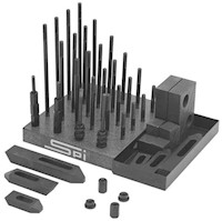 TE-CO® 5/16 Inch (in) Table T-Slot and 5/16-18 Stud Size 50 Piece Fixturing Step Block and Clamp Set