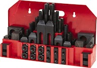 Value Collection 9/16 Inch (in) Table T-Slot and 1/2-13 Stud Size 52 Piece Fixturing Step Block and Clamp Set