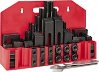 Value Collection 5/8 Inch (in) Table T-Slot and 1/2-13 Stud Size 52 Piece Fixturing Step Block and Clamp Set (06944540)