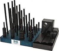 TE-CO® 1/2 Inch (in) Table T-Slot and 3/8-16 Stud Size 50 Piece Fixturing Step Block and Clamp Set (06945026)