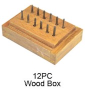 Grobet USA 12 Piece Burr 1/8 Inch (in) Shank Double (DBL) Cut Wood Box Tap, Die, and Drill Set (32-929)