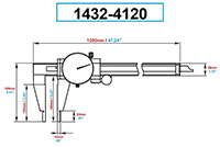 Dasqua 0 to 40 Inch (in) Range Heavy-Duty Dial Caliper (1432-4120) - 2