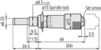 Mitutoyo Carbide to Tipped, 0 to 15 Millimeter (mm) Range Micrometer Head (149-183) - 2