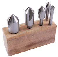 Precise 5 Piece 82 Degree Angle and 1/4 to 1 Inch (in) Size High Speed Steel Countersink Set