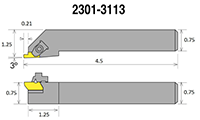 Precise TNSR12-3B Notch Style External Threading and Grooving Tool Holder with Notching Insert Size 3 (2301-3113) - 2