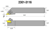 Precise TNSR16-3D Notch Style External Threading and Grooving Tool Holder with Notching Insert Size 3 (2301-3116) - 2