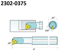 Precise Internal Indexable Threading Tool Holder with 3/8 Inch (in) Shank Height (2302-0375) - 2