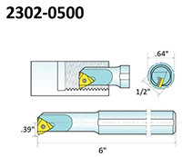 Precise Internal Indexable Threading Tool Holder with 1/2 Inch (in) Shank Height (2302-0500) - 2