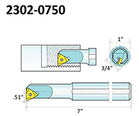 Precise Internal Indexable Threading Tool Holder with 3/4 Inch (in) Shank Height (2302-0750) - 2