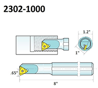 Precise Internal Indexable Threading Tool Holder with 1 Inch (in) Shank Height (2302-1000) - 2