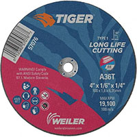 Weiler Abrasives 1/4 Inch (in) Hole Size 19000 Revolutions per Minute (rpm) Maximum Speed Aluminum Oxide Cut-Off Wheel (28551976)