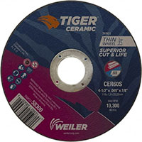 Weiler Abrasives 7/8 Inch (in) Hole Size 13300 Revolutions per Minute (rpm) Maximum Speed Aluminum Oxide Cut-Off Wheel (33834813)