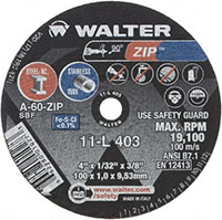 Walter Surface Technologies 3/8 Inch (in) Hole Size 19100 Revolutions per Minute (rpm) Maximum Speed Aluminum Oxide Cut-Off Wheel (42080382)