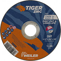 Weiler Abrasives 7/8 Inch (in) Hole Size 13300 Revolutions per Minute (rpm) Maximum Speed Aluminum Oxide Cut-Off Wheel (52027893)