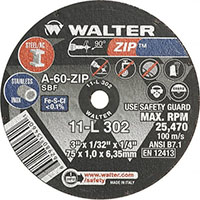 Walter Surface Technologies 1/4 Inch (in) Hole Size 25470 Revolutions per Minute (rpm) Maximum Speed Aluminum Oxide Cut-Off Wheel (57859183)