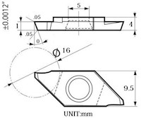 Precise Titanium Nitride (TiN) Coated TKF16R100-S Right Hand Grooving/Cut-Off Insert - 3