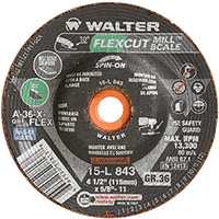 Walter Surface Technologies 4-1/2 Inch (in) Diameter and 13300 Revolutions per Minute (rpm) Maximum Speed Aluminum Oxide Cut-Off Wheel (61486395)