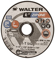 Walter Surface Technologies 7/8 Inch (in) Hole Size 13300 Revolutions per Minute (rpm) Maximum Speed Aluminum Oxide Cut-Off Wheel (61487435)