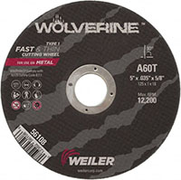 Weiler Abrasives 5/8 Inch (in) Hole Size 12200 Revolutions per Minute (rpm) Maximum Speed Aluminum Oxide Cut-Off Wheel (68479732)