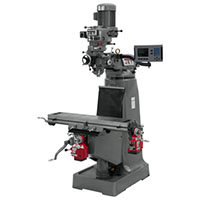 JET 9 x 42 Inch (in) Step Pulley Vertical Milling Machine with 3-Axis (Quill) ACU-RITE 203 DRO X and Y-Axis Power feeds (690157)