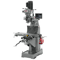 JET 8 x 36 Inch (in) Step Pulley Vertical Milling Machine with 2-Axis Newall DP700 DRO X-Axis Powerfeed (691174)