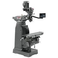 JET 9 x 42 Inch (in) Step Pulley Vertical Milling Machine with 3-Axis (Knee) Newall DP700 DRO (691182) - 2