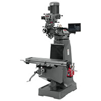 JET 9 x 42 Inch (in) Step Pulley Vertical Milling Machine with 2-Axis Newall DP700 DRO X-Axis Powerfeed (691188)