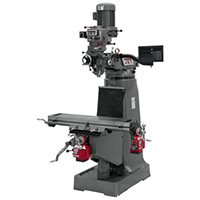 JET 9 x 42 Inch (in) Step Pulley Vertical Milling Machine with 2-Axis Newall DP700 DRO X and Y-Axis Power feeds (691189)