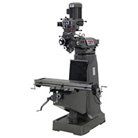 JET 9 x 42 Inch (in) Step Pulley Vertical Milling Machine with 2-Axis Newall DP500 DRO X and Y-Axis Power feeds (692195)