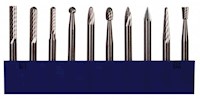 M.A. Ford 10 Piece, 1/8 Inch (in) Shank Burr Tungsten Carbide Multiple Head Shape Tap, Die, and Drill Set