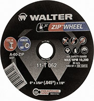 Walter Surface Technologies 7/8 Inch (in) Hole Size 10200 Revolutions per Minute (rpm) Maximum Speed Aluminum Oxide Cut-Off Wheel (77331106)