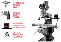 JET Elite ETM-949 9 x 49 Inch (in) Variable Speed Mill Machine with 3-Axis (Knee) ACU-RITE 203 DRO Servo X, Y, Z-Axis Power feeds and Air Powered Draw Bar (894198) - 15