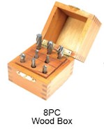 Grobet USA 8 Piece Burr 1/4 Inch (in) Shank BEAR Cut Wood Box Tap, Die, and Drill Set