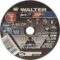 Walter Surface Technologies 3/8 Inch (in) Hole Size 25470 Revolutions per Minute (rpm) Maximum Speed Aluminum Oxide Cut-Off Wheel (92460641)