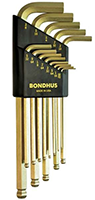 Bondhus 22 Piece 14K GoldGuard™ Gold Plate Balldriver L-Wrench Doublepack Set (71-350-585)