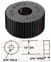 1/2 Inch (in) Diameter and 64 Pitch Diameter Right Hand Diagonal High Speed Steel Diametral Pitch Knurl (35-623-8)